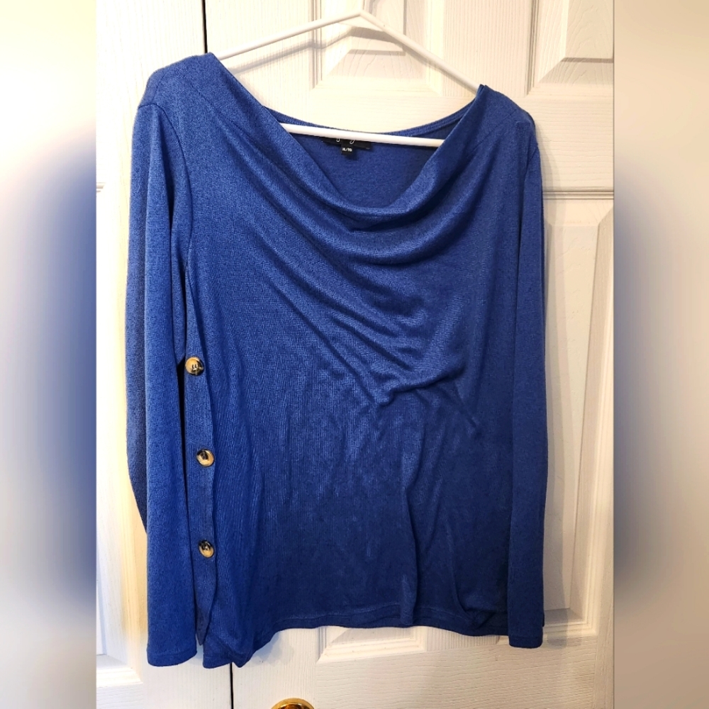 (XL) Lily Morgan Blue Knit Casual Top